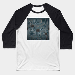 Blue Circuitboard Baseball T-Shirt